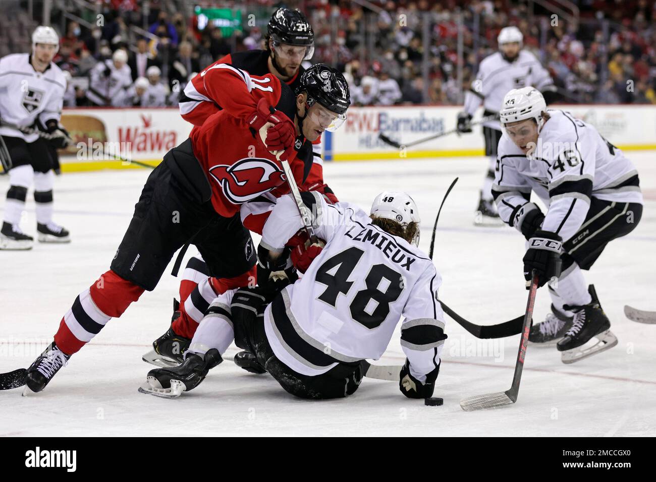 Los Angeles Kings left wing Brendan Lemieux (48) skates with the