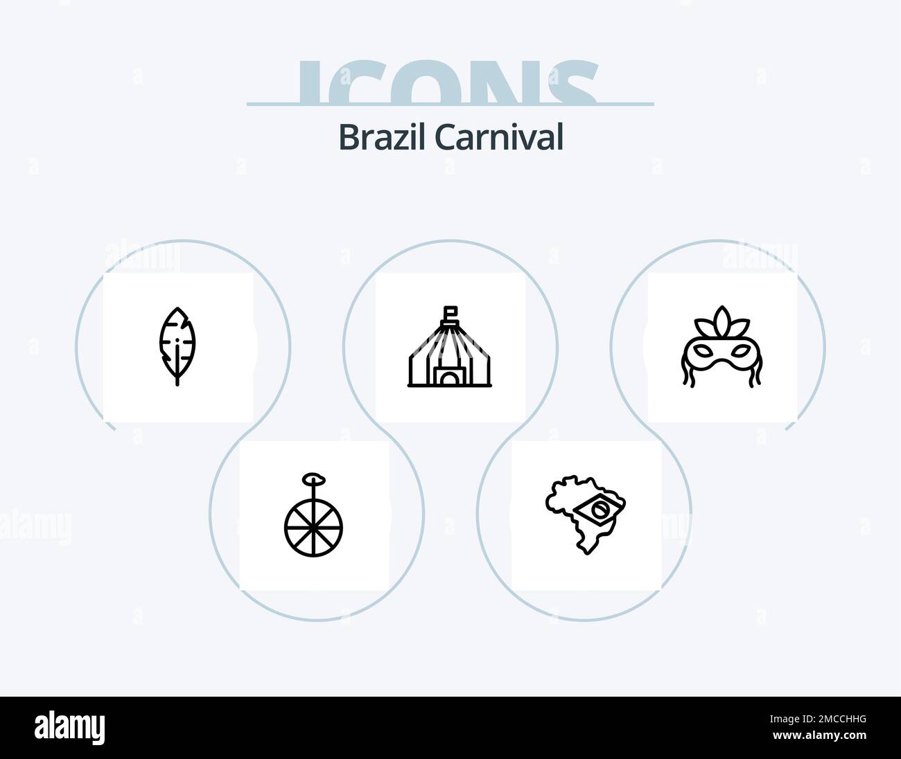 Brazil Carnival Line Icon Pack 5 Icon Design. venetian. mask. christ. celebration. brazilian Stock Vector