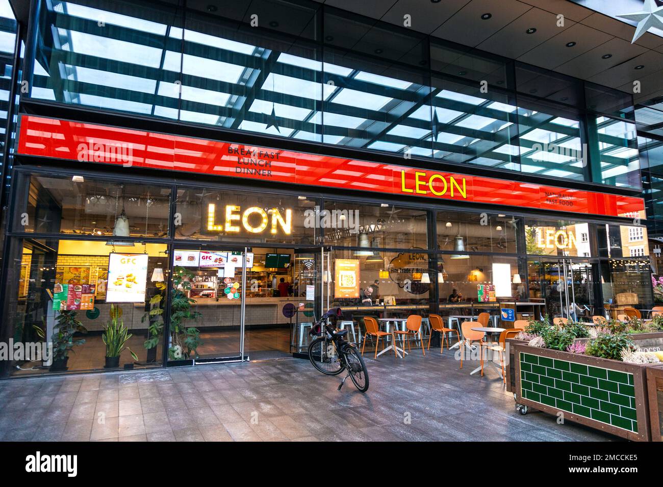 Leon fast food chain restaurant at Spitalfields Market, London, UK Stock Photo