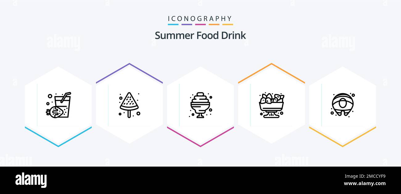Summer Food Drink 25 Line icon pack including . salmon. sweet. food ...