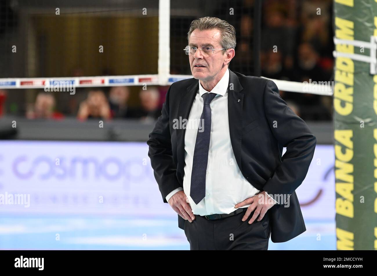 Eurosuole Forum, Civitanova Marche, Italy, January 21, 2023, Angelo Lorenzetti (Coach of Itas Trentino)  during  Cucine Lube Civitanova vs Itas Trentino - Volleyball Italian Serie A Men Superleague Championship Stock Photo