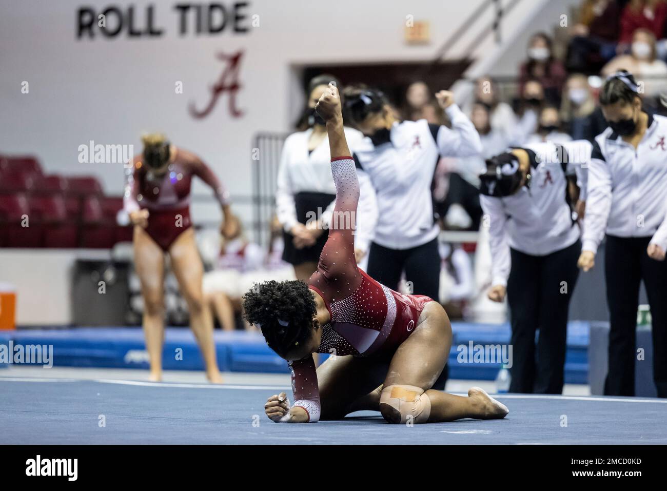 Alabama gymnast Sania Mitchell competes on the floor during an NCAA