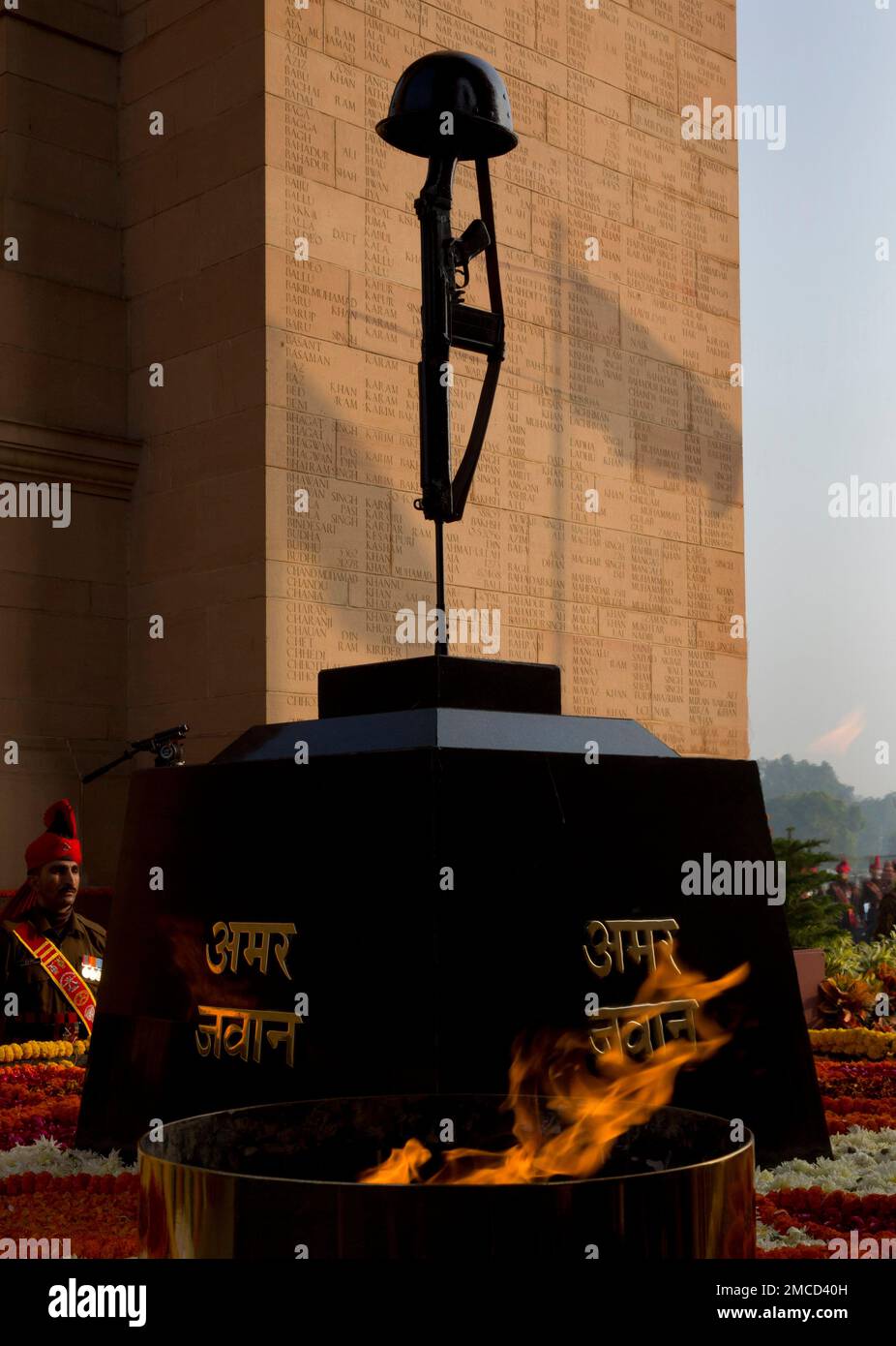 The Flame of the immortal soldier Amar Jawan Jyoti in the backdrop of the  setting sun Stock Photo  Alamy