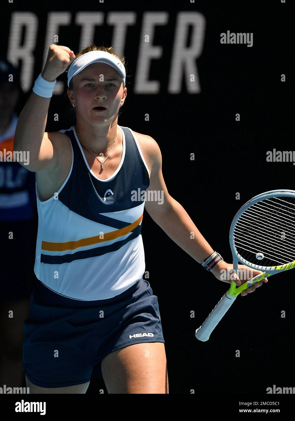 Barbora Krejcikova of the Czech Republic celebrates after defeating ...