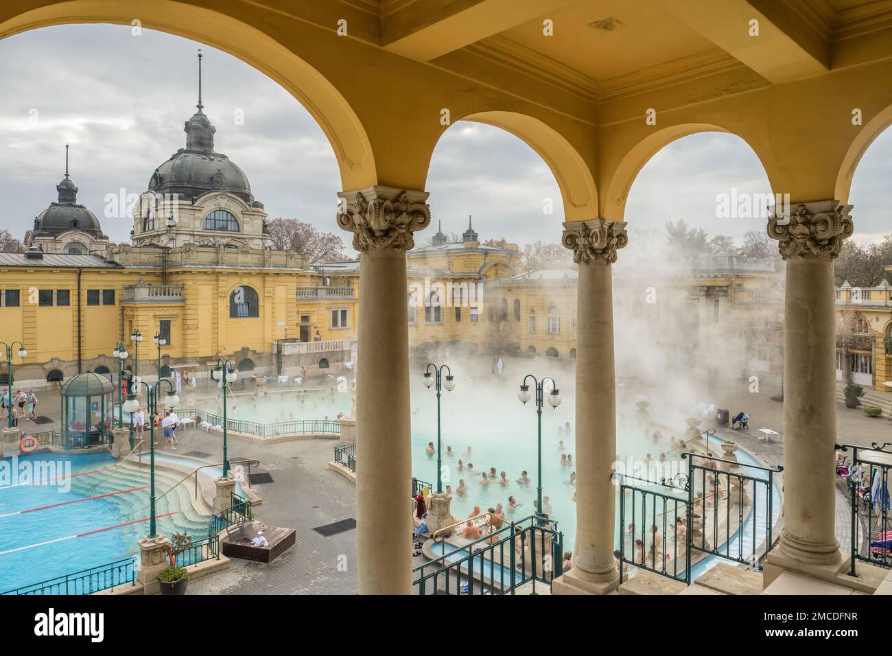 Szechenyi Baths In Budapest In Winter Hungary Stock Photo Alamy