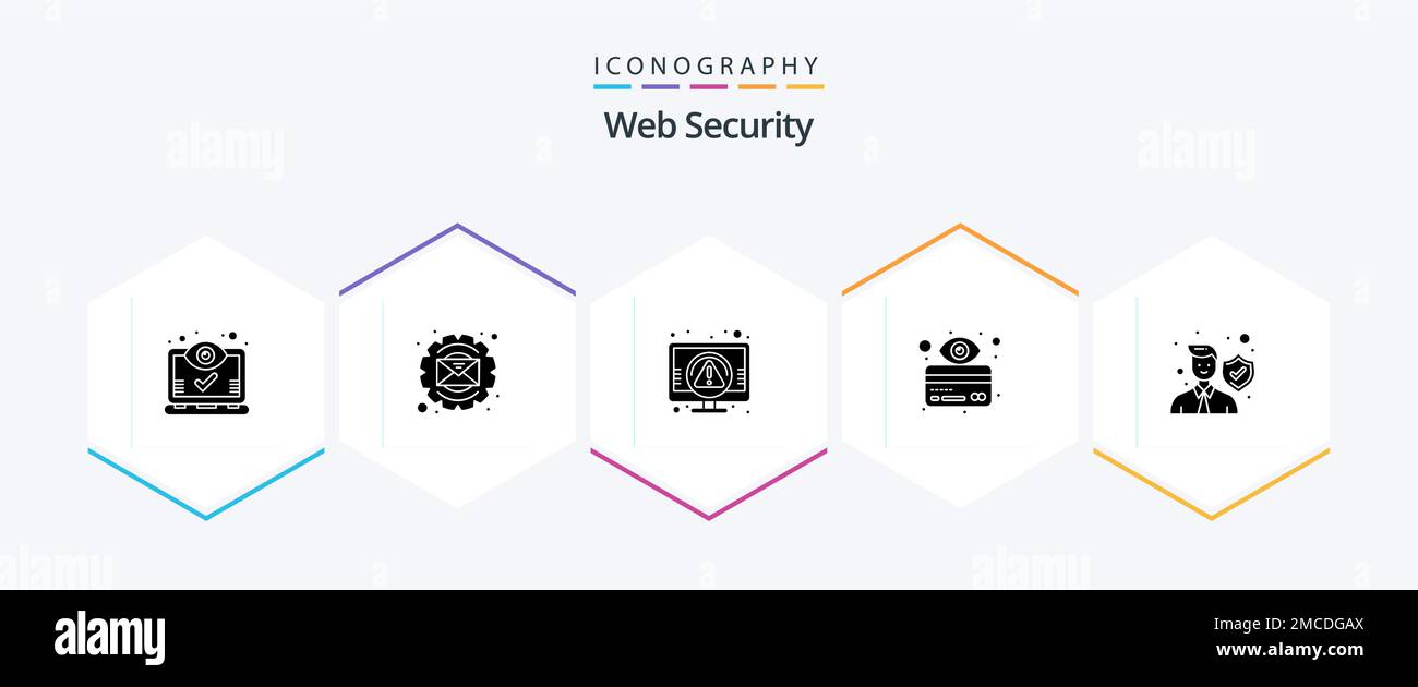  Security 25 Glyph icon pack including hacker. card. process. atm. screen Stock Vector Image