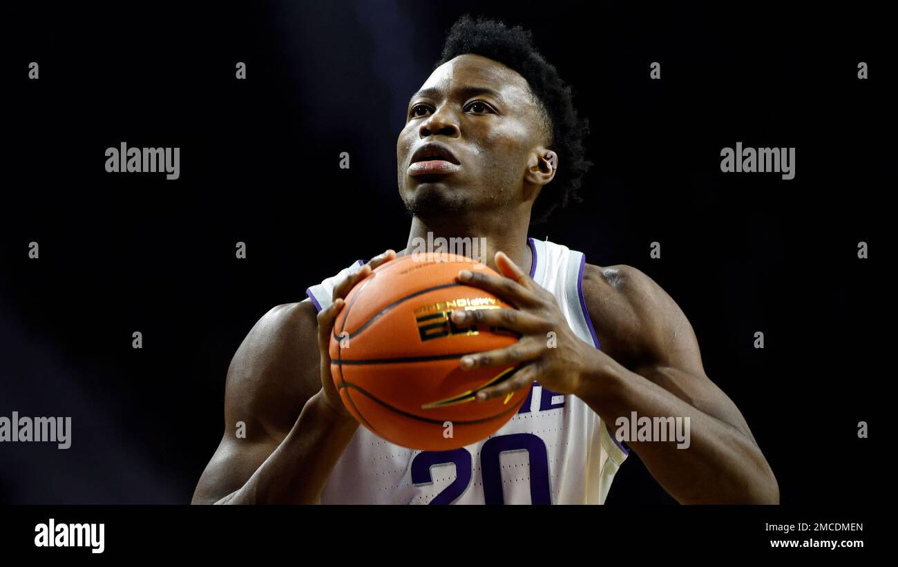 Kansas State forward Kaosi Ezeagu during an NCAA college basketball