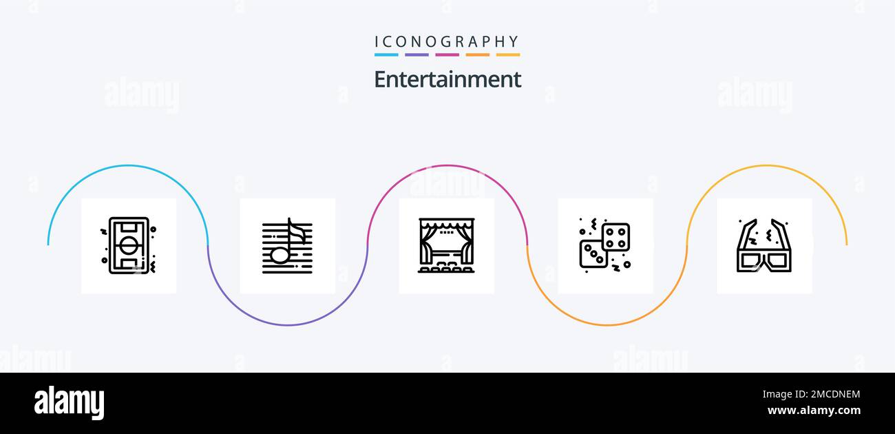 Entertainment Line 5 Icon Pack Including game. dice. sound