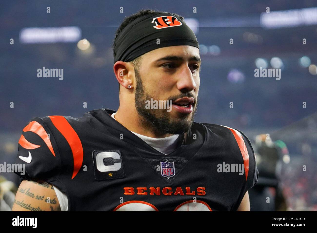 Cincinnati Bengals free safety Jessie Bates (30) celebrates as he leaves  the field following an NFL wild-card playoff football game against the Las  Vegas Raiders, Saturday, Jan. 15, 2022, in Cincinnati. Cincinnati