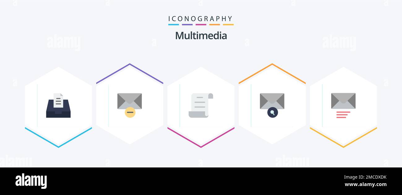 Multimedia 25 Flat icon pack including . . script. send. mail Stock