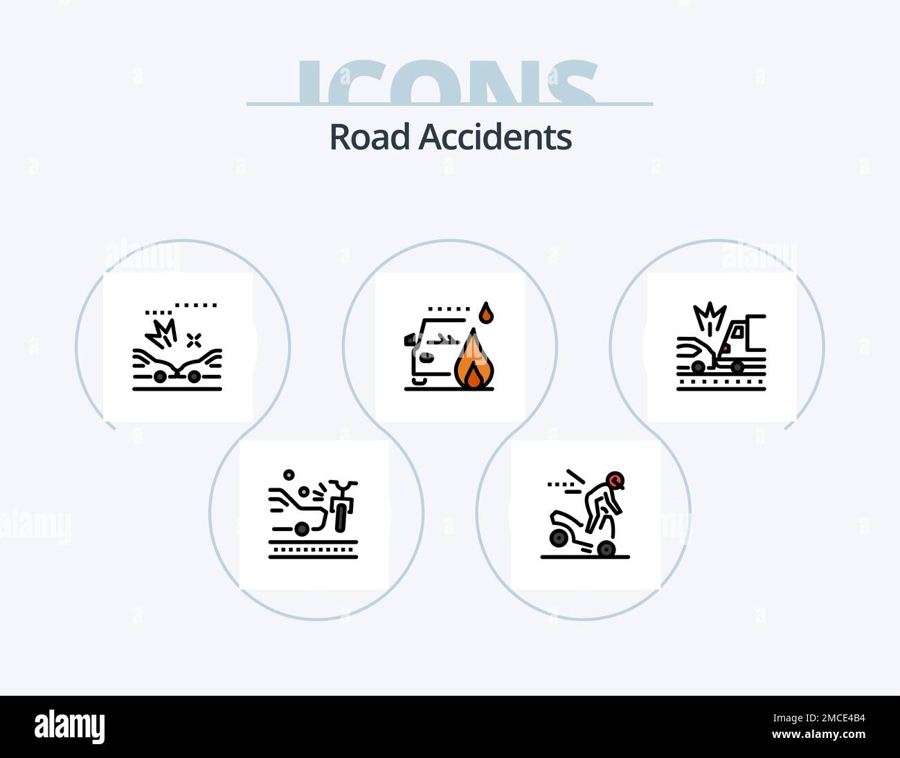 Road Accidents Line Filled Icon Pack 5 Icon Design. accident. road sign