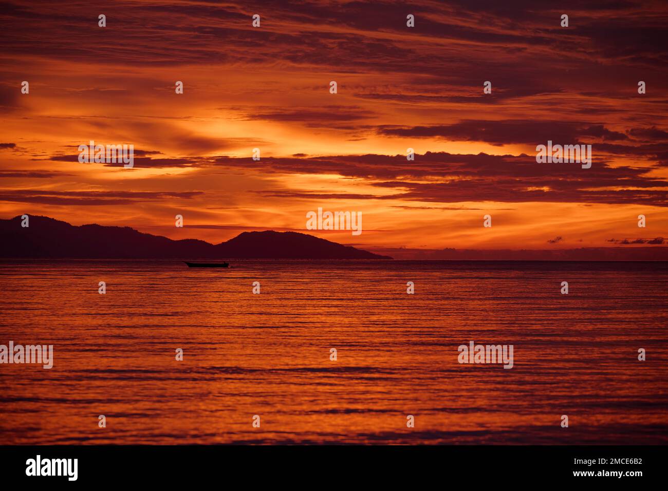 Beautiful sunset over the Raja Ampat Islands,Indonesia Stock Photo