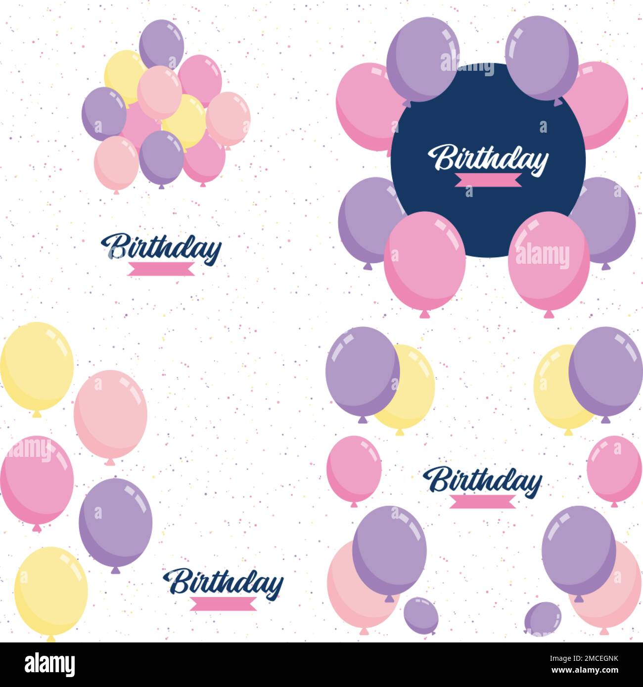 Happy Birthday text with a 3D. glossy finish and abstract shapes Stock ...