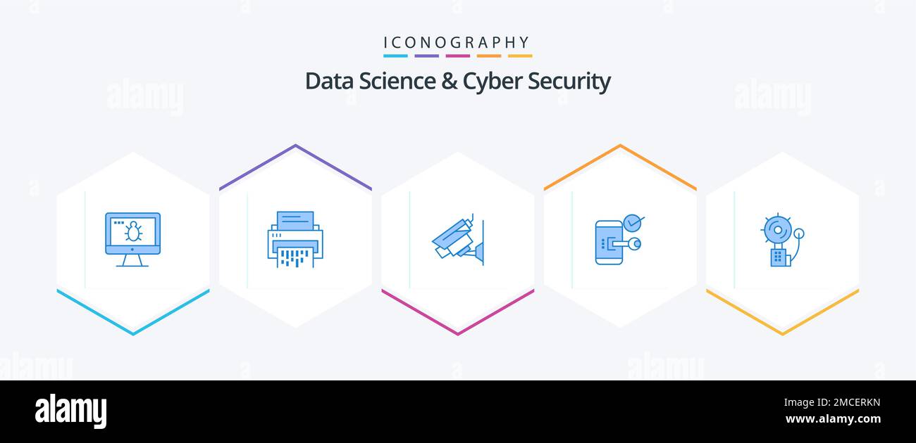 Data Science And Cyber Security 25 Blue icon pack including mobile. key