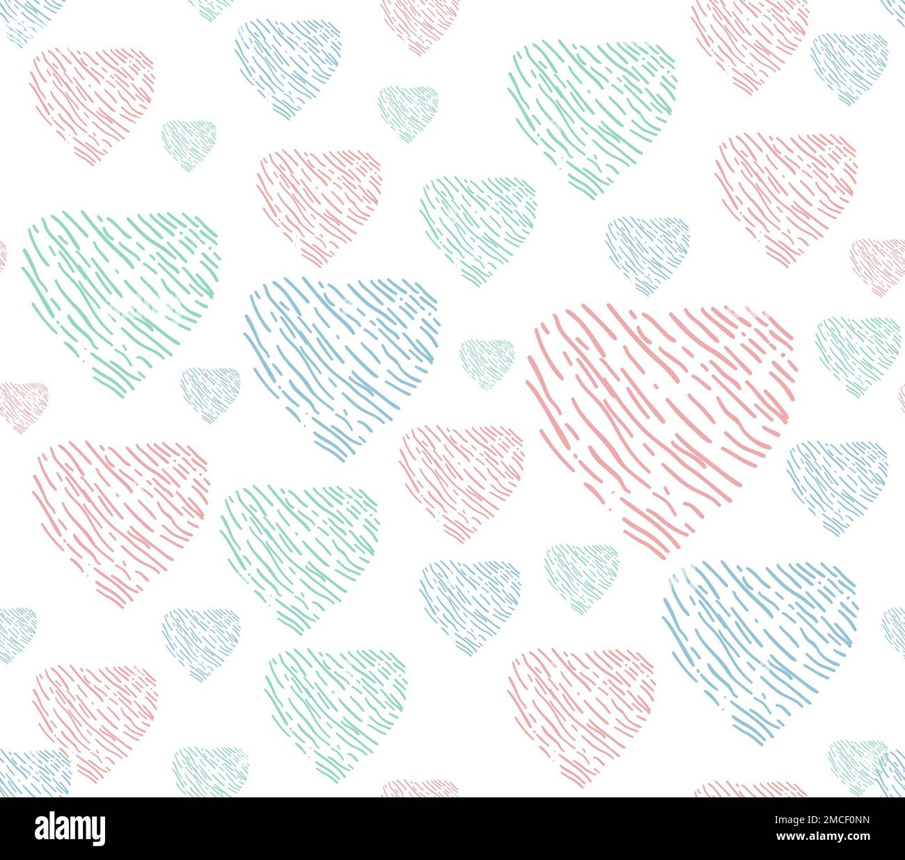 Heart line art seamless pattern on white background Stock Photo - Alamy
