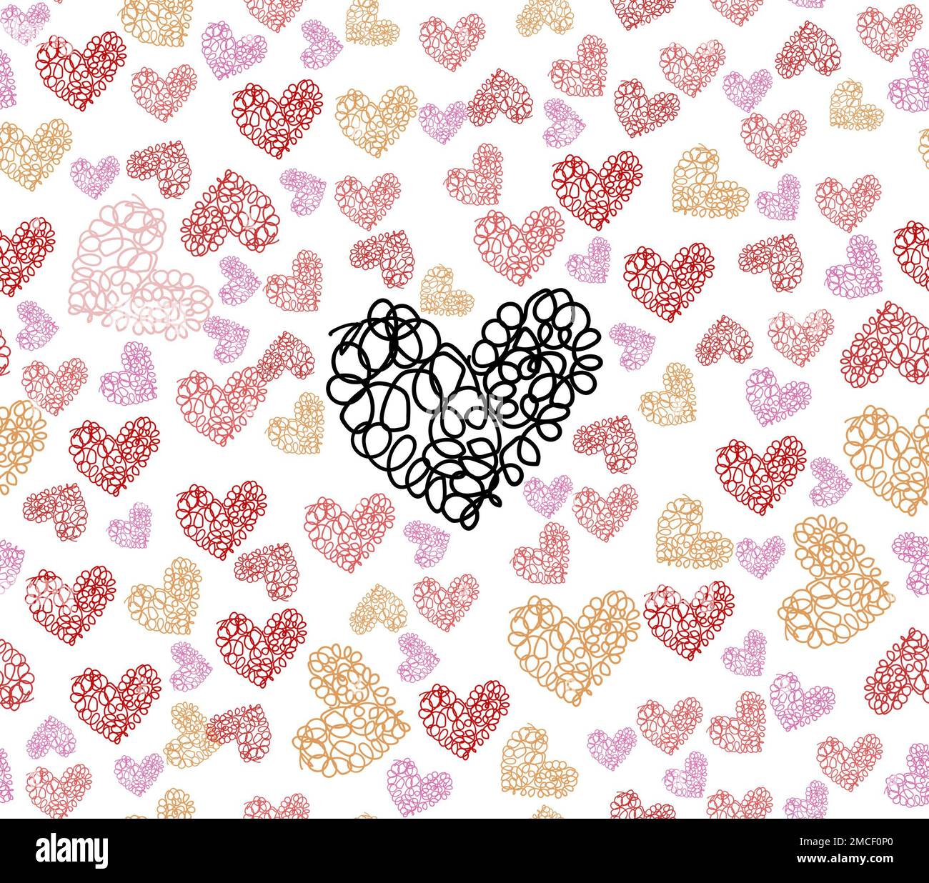 Heart line art seamless pattern on white background Stock Photo - Alamy
