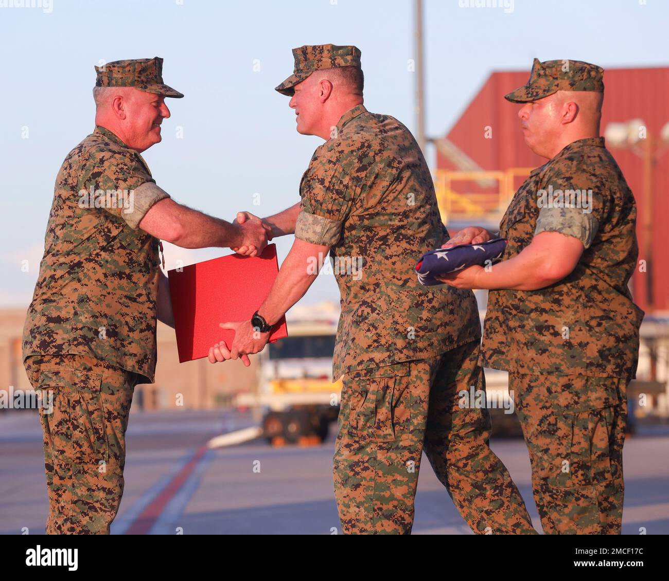 U.S. Marine Corps Col. Byron Sullivan, left, outgoing commanding ...
