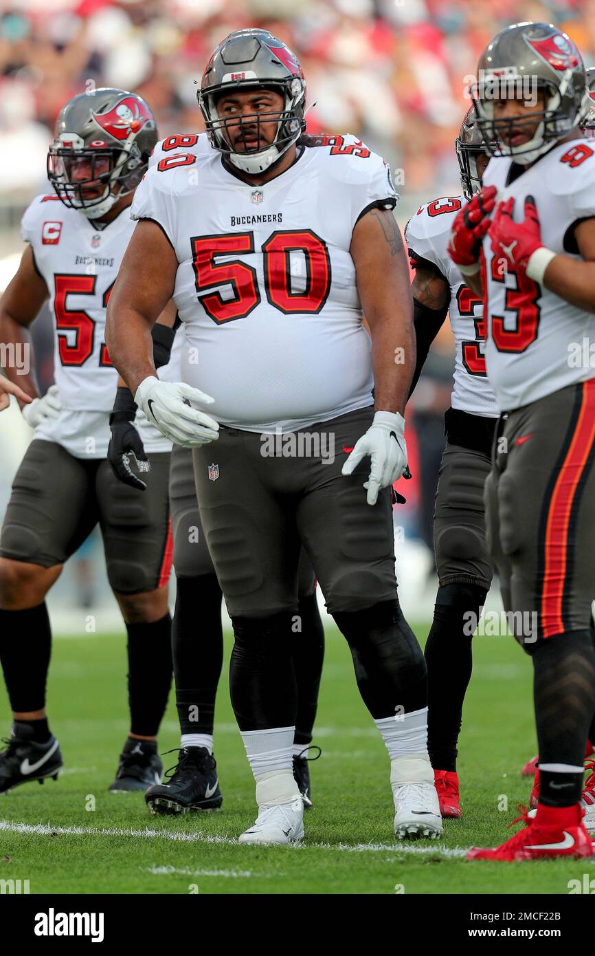 Tampa Bay Buccaneers nose tackle Vita Vea (50) lines up during a