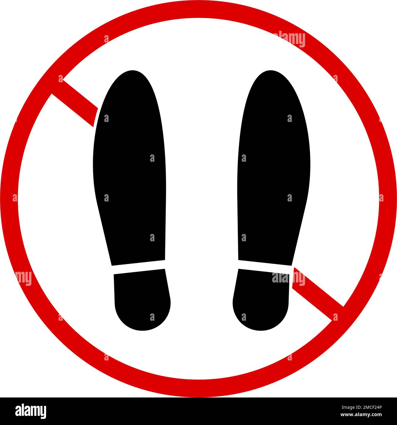 Shoes strictly prohibited sign. No shoes sign. Editable vector. Stock Vector