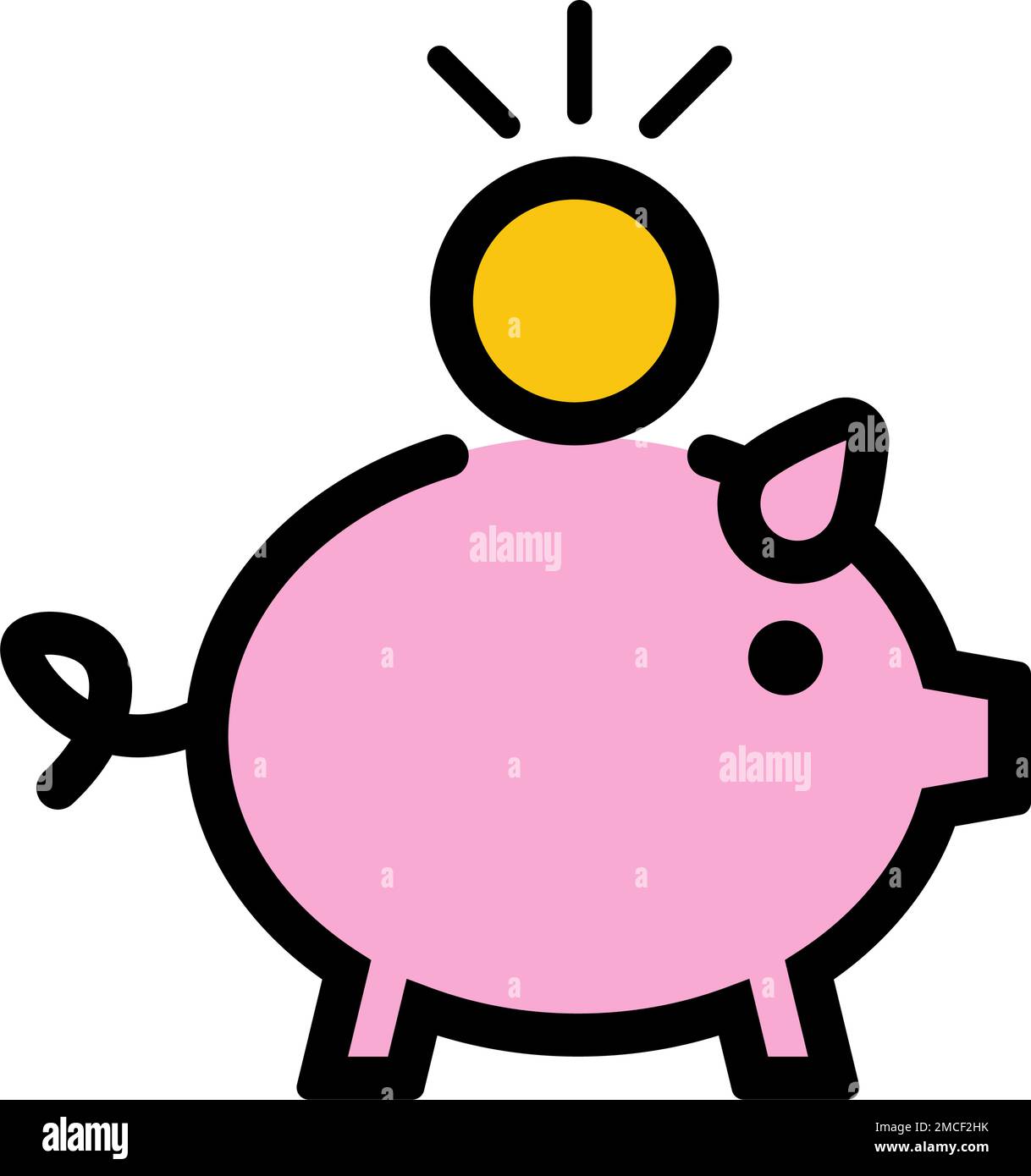 Pop piggy bank icon. Saving money. Finance and household budget. Editable vector. Stock Vector