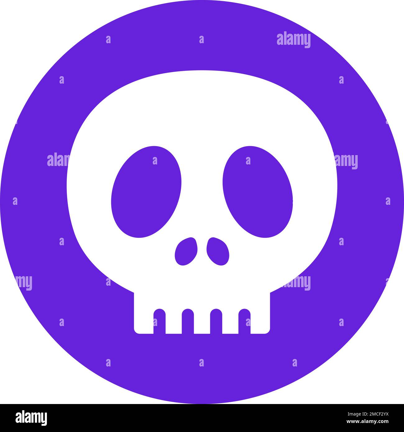 Purple skull mark. Poisonous or hazardous material. Editable vector. Stock Vector