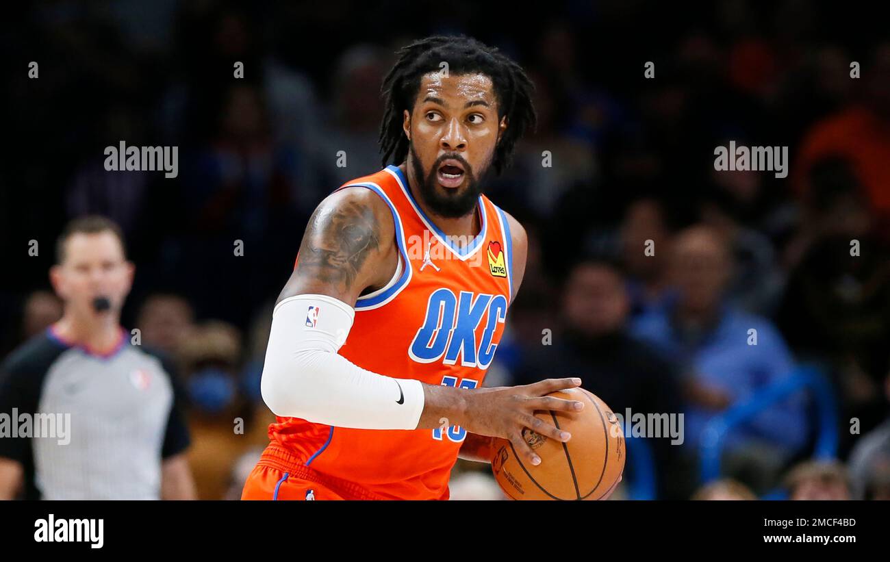 Derrick Favors of the Oklahoma City Thunder shoots the ball during