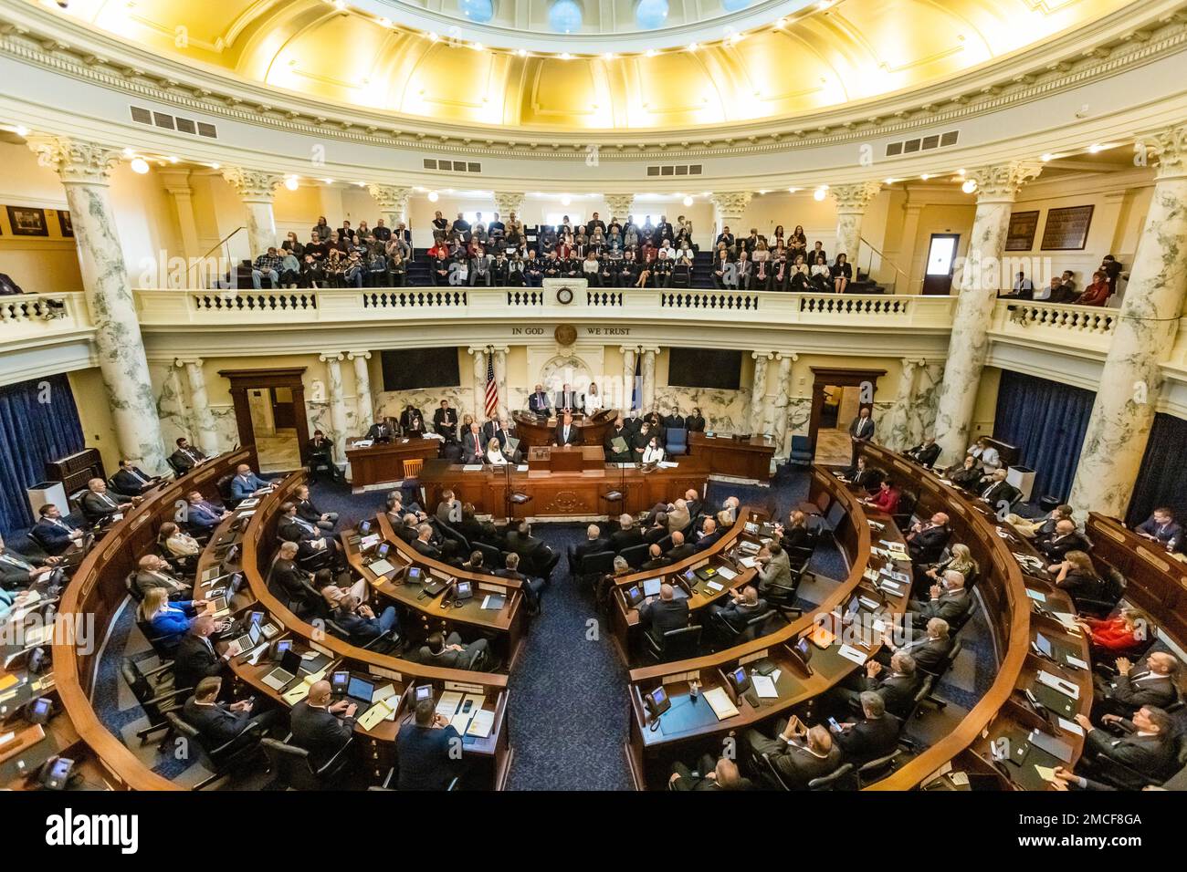 Idaho Gov. Brad Little delivers his State of the State address inside