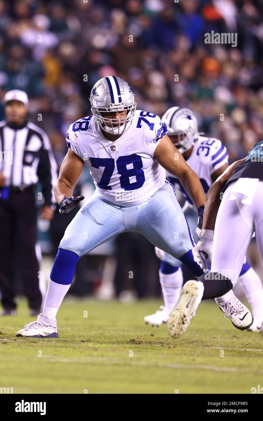 Dallas Cowboys offensive tackle Terence Steele (78) in coverage during an  NFL football game against the New York Giants, Monday, Sept. 26, 2022, in  East Rutherford, N.J. The Dallas Cowboys won 23-16. (