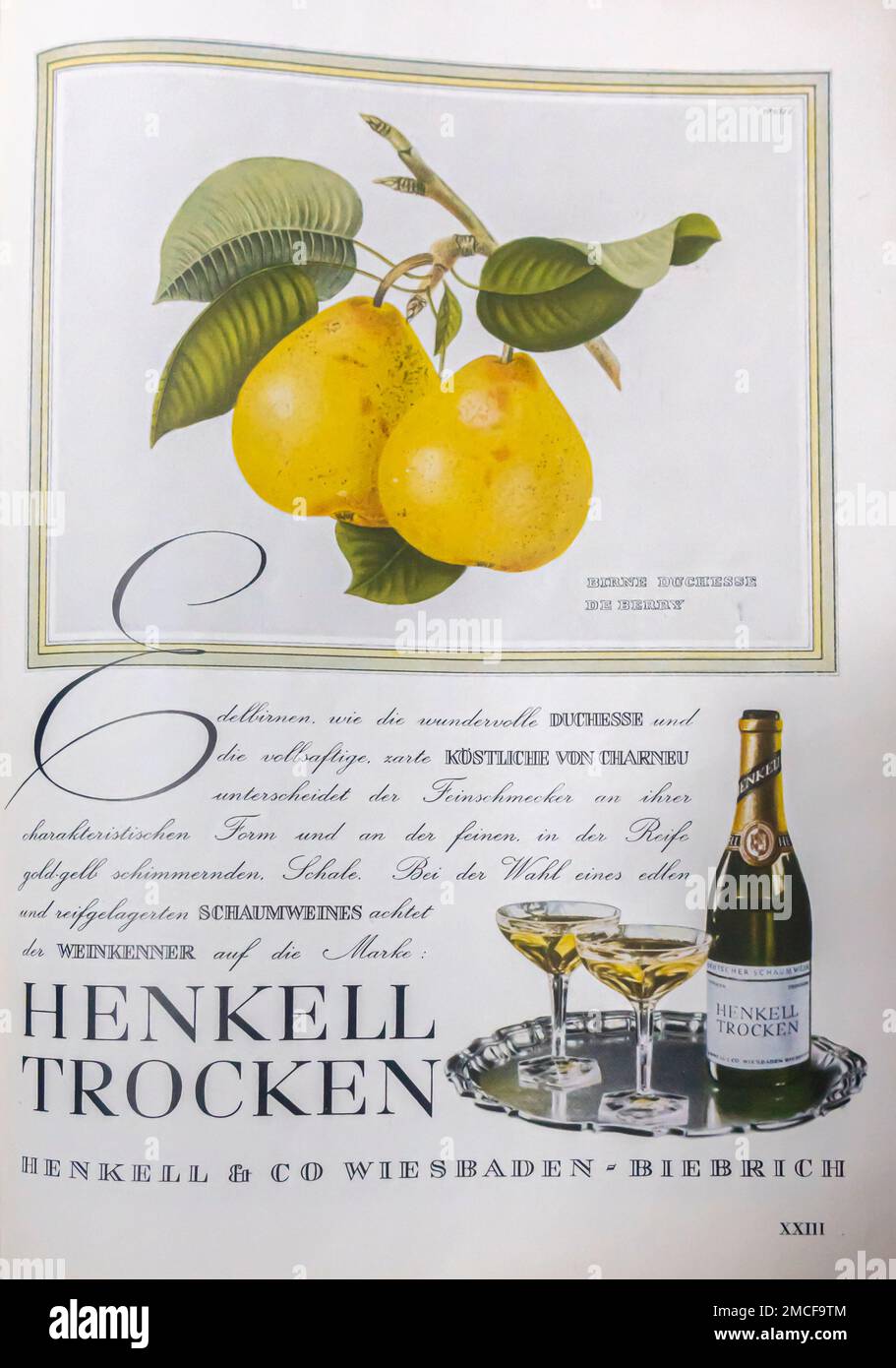 Henkell Trocken German wine advert, December 1940 magazine, Germany Stock Photo