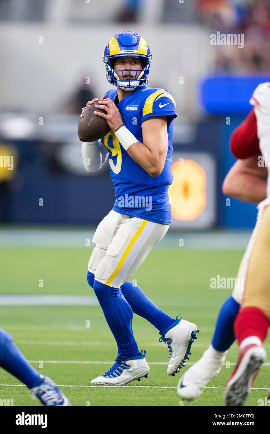 Los Angeles Rams quarterback Matthew Stafford (9) looks to throw a pass
