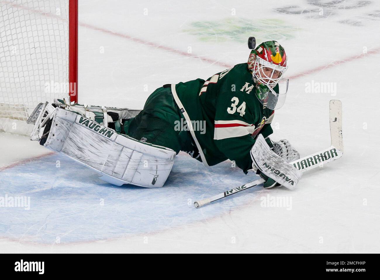 Minnesota Wild goaltender Kaapo Kahkonen plays against the Washington