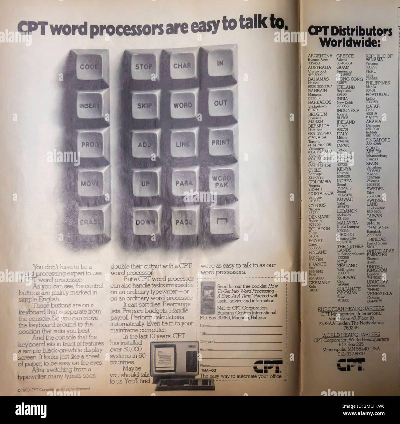 CPT word processors advert in TIME magazine - July 25, 1983. Old ...