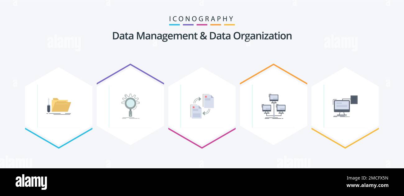 Data Management And Data Organization 25 Flat icon pack including