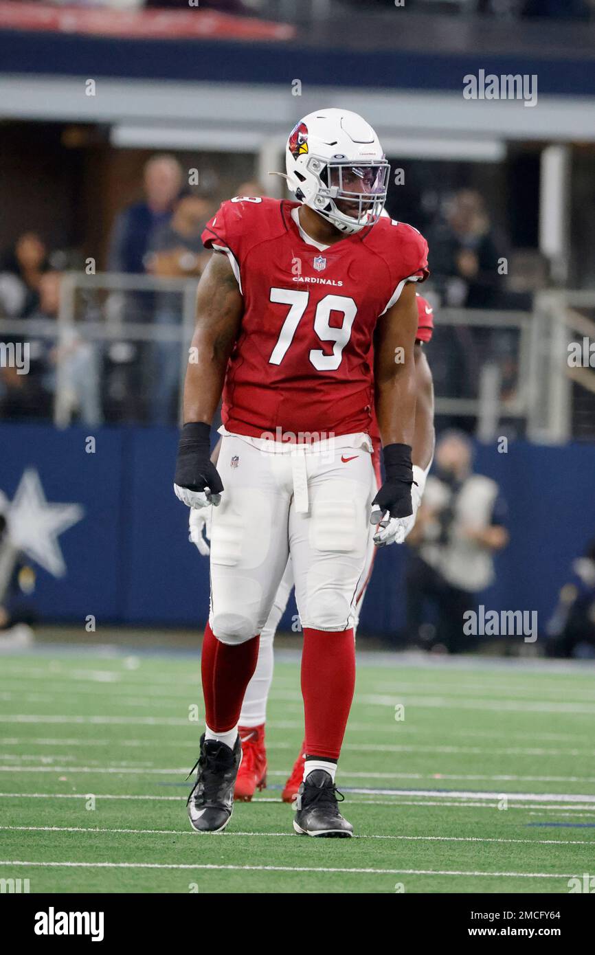 Arizona Cardinals guard Josh Jones (79) lines up against the