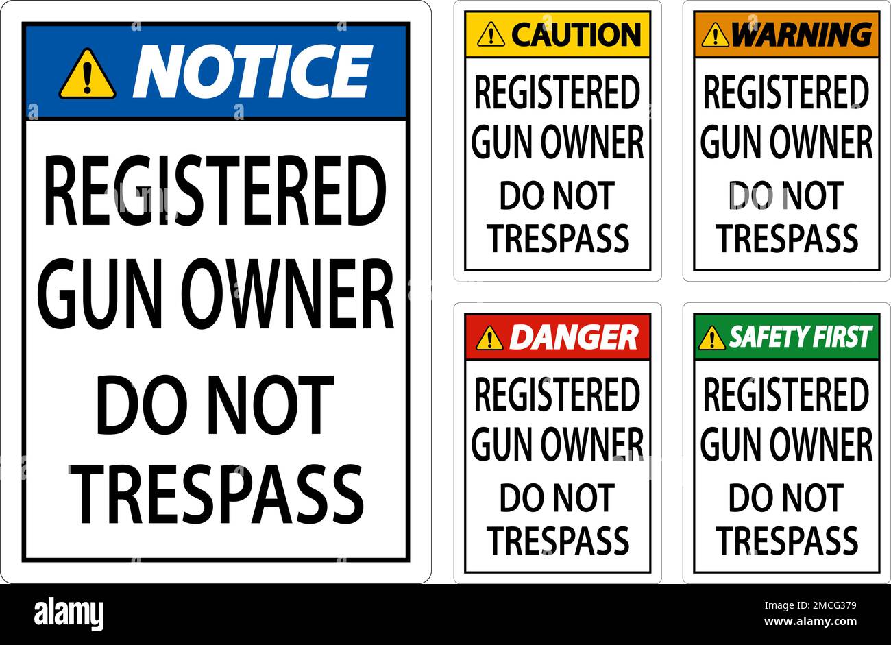 Gun Owner Warning Sign Registered Gun Owner Do Not Trespass Stock