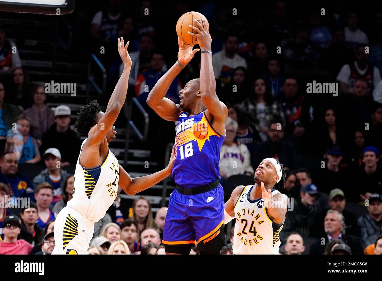 Bismack Biyombo of the Phoenix Suns during the second half of the