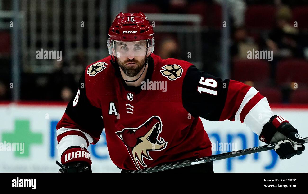 Arizona Coyotes left wing Andrew Ladd skates to the puck against the  Winnipeg Jets during the second period of an NHL hockey game Wednesday,  Jan. 5, 2022, in Glendale, Ariz. The Jets