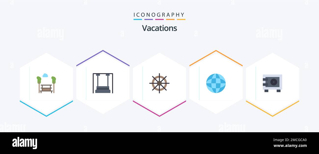 Vacations 25 Flat icon pack including money. globe. kindergarten