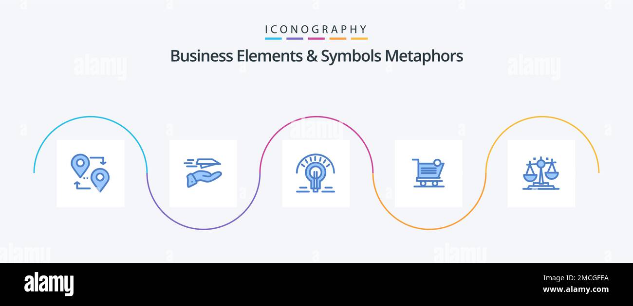 Business Elements And Symbols Metaphors Blue 5 Icon Pack Including store. shipping. receive. shopping. tips Stock Vector