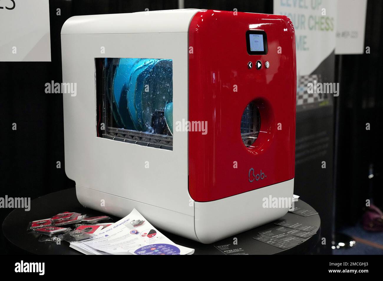 The Bob dishwasher is shown on display at the Daan Technologies booth during CES Unveiled ahead