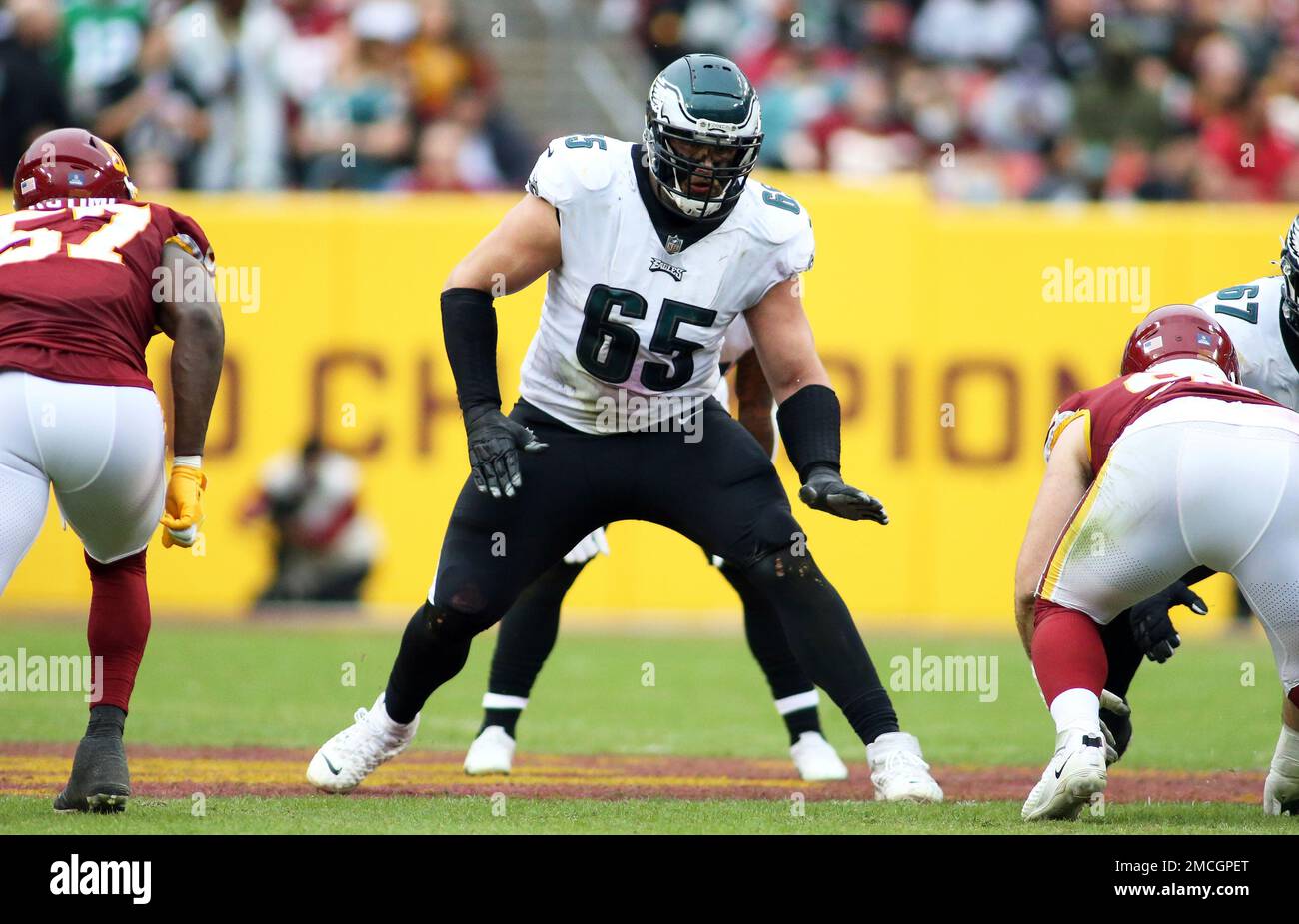 Philadelphia Eagles offensive tackle Lane Johnson (65) blocks during an