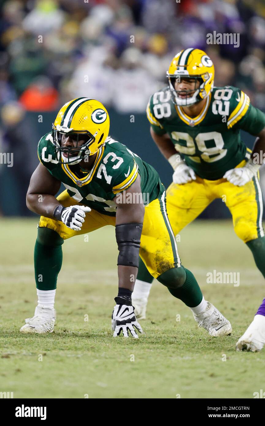 Green Bay Packers offensive tackle Yosh Nijman (73) lines up against ...