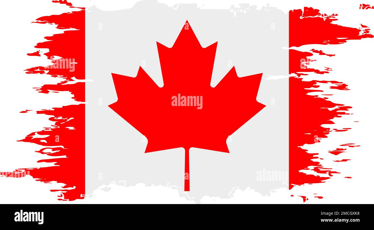 Canada flag grunge brush color image, vector Stock Vector