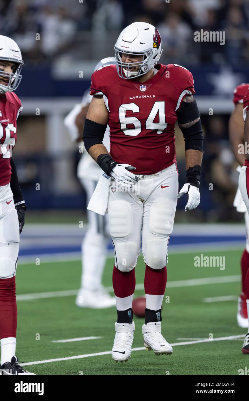 Arizona Cardinals center Sean Harlow (64) rallies his teammates during an  NFL football game against the Dallas Cowboys, Sunday, Jan. 2, 2022, in  Arlington, Texas. Arizona won 25-22. (AP Photo/Brandon Wade Stock Photo -  Alamy