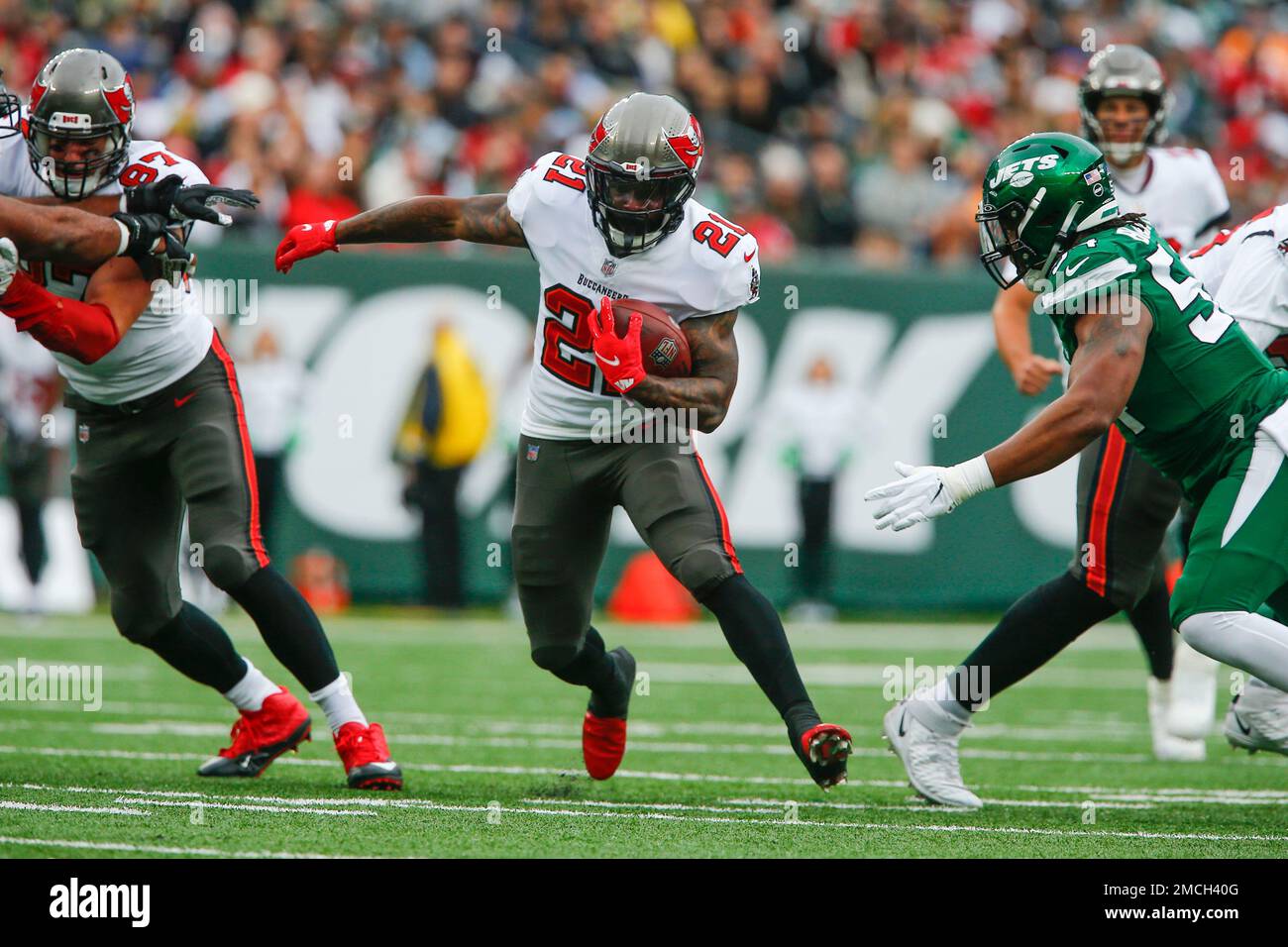 Ke'Shawn Vaughn of the Tampa Bay Buccaneers rushes the ball