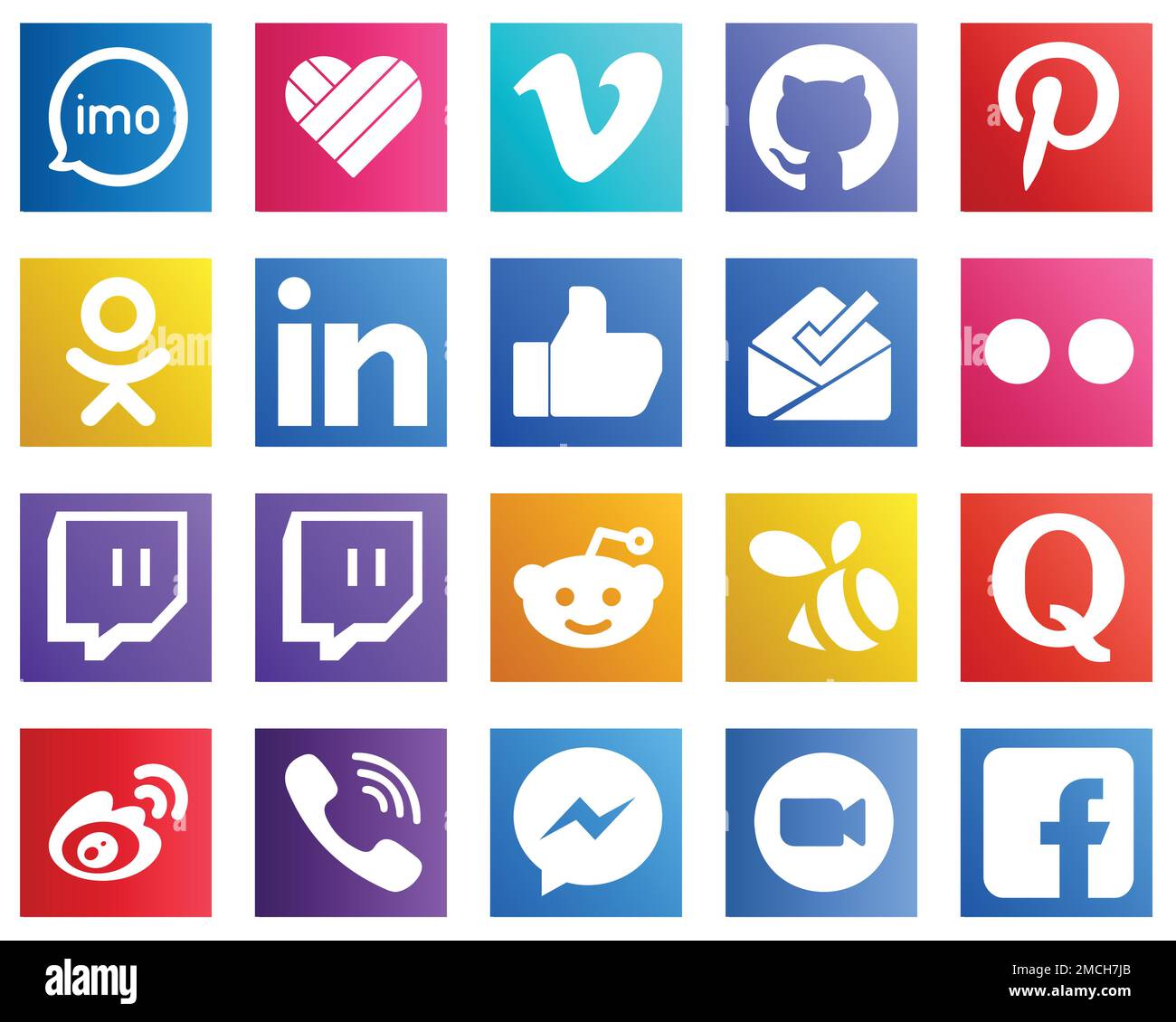 20 Modern Social Media Icons such as twitch. flickr. pinterest. inbox and  like icons. Creative and eye catching Stock Vector Image & Art - Alamy