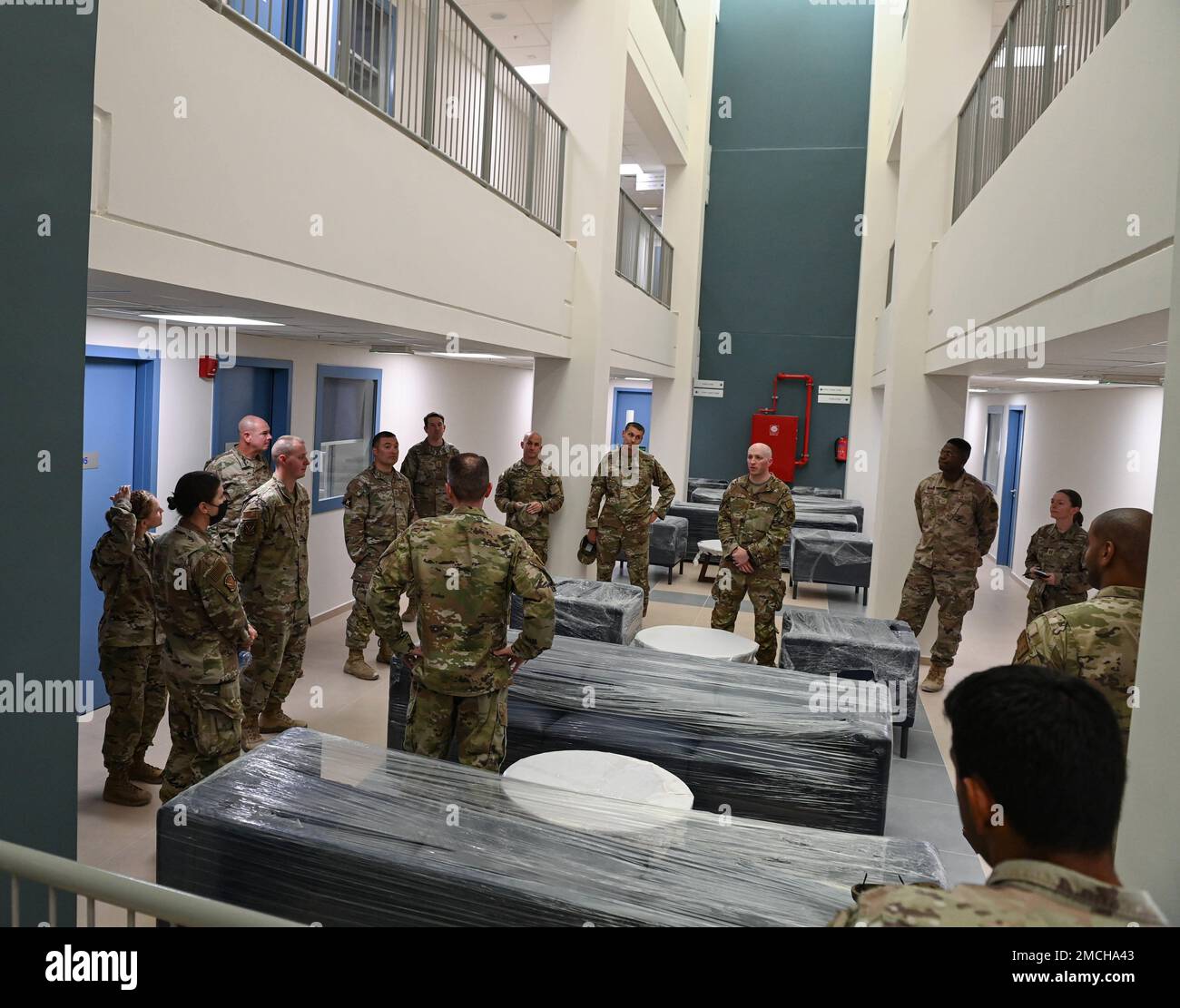 379th Air Expeditionary Wing leadership tour the interior of a newly