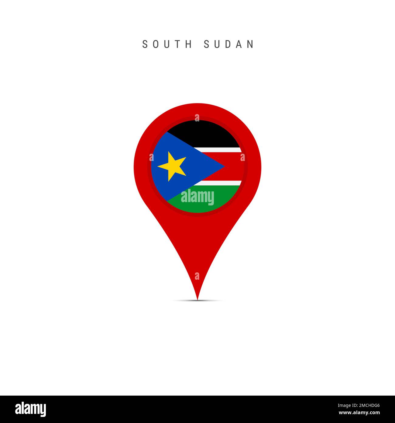 Teardrop map marker with flag of South Sudan. South Sudanese flag ...