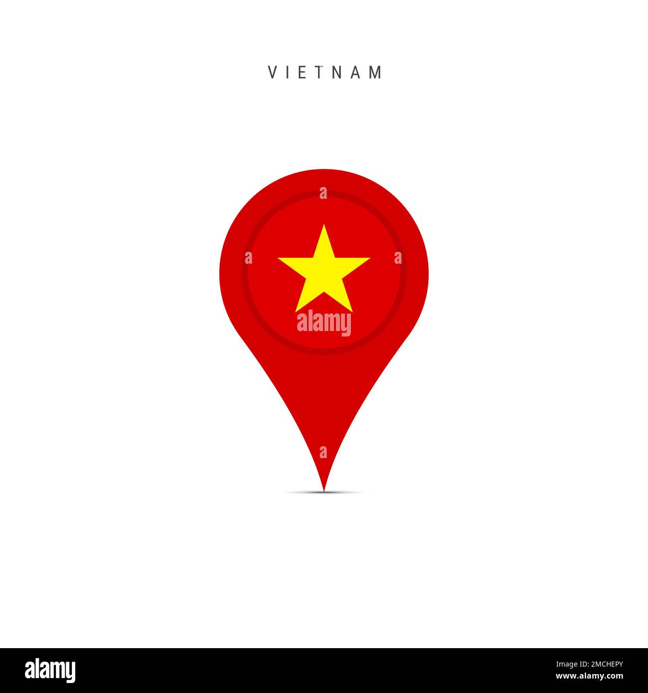 Teardrop map marker with flag of Vietnam. Vietnamese flag inserted in