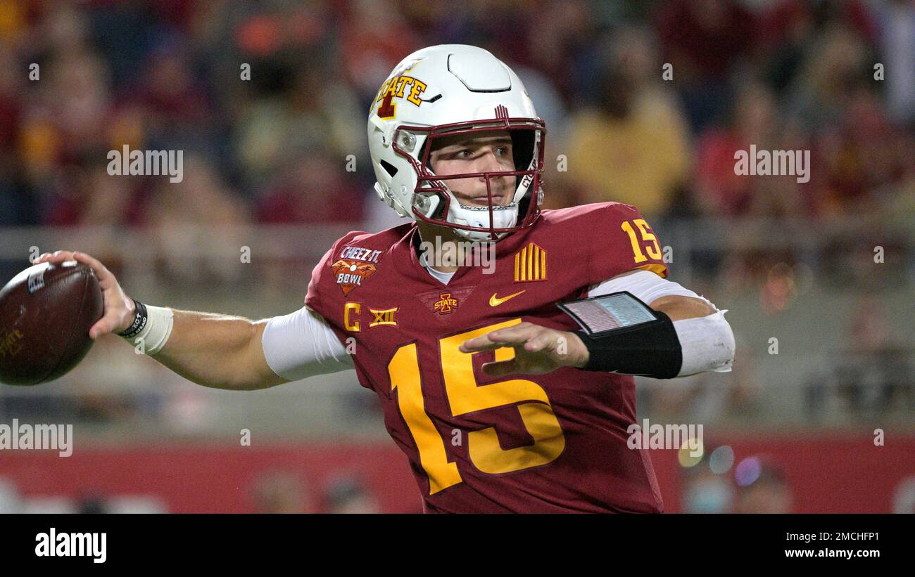 Iowa State Quarterback Brock Purdy (15) Throws A Pass During The First ...